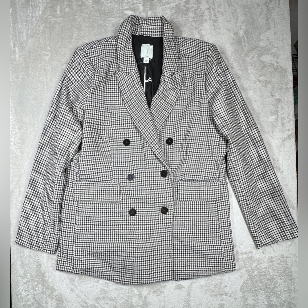 NWT Joie Wool Blend Houndstooth Menswear Double Breasted Women’s Blazer Large